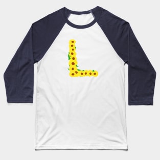 Sunflowers Initial Letter L (White Background) Baseball T-Shirt